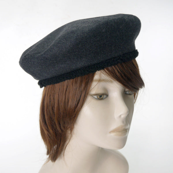 HERMES　ウールカシミヤベレー帽（ダークグレー）