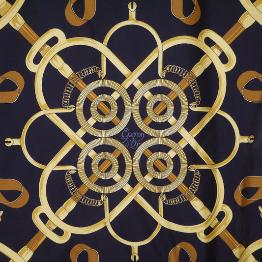 HERMES　大判カレ90スカーフ Eperon d'Or（黒系/黄金の拍車）