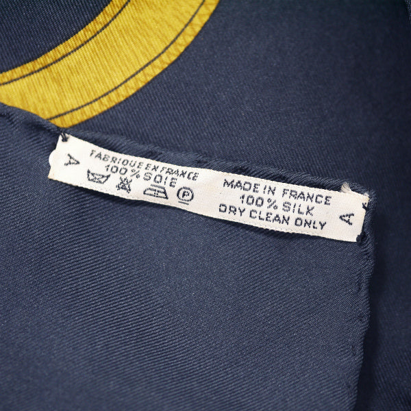 HERMES　大判カレ90スカーフ Eperon d'Or（黒系/黄金の拍車）