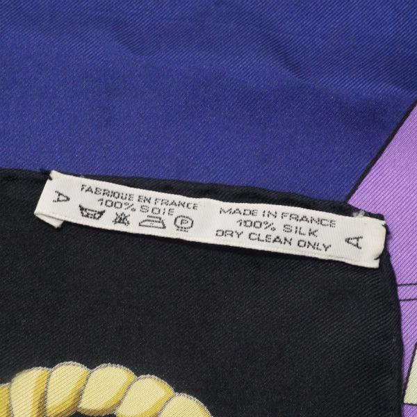 HERMES　大判カレ90スカーフ LES FOLIES DU CIEL（濃紺系/大空の狂気）