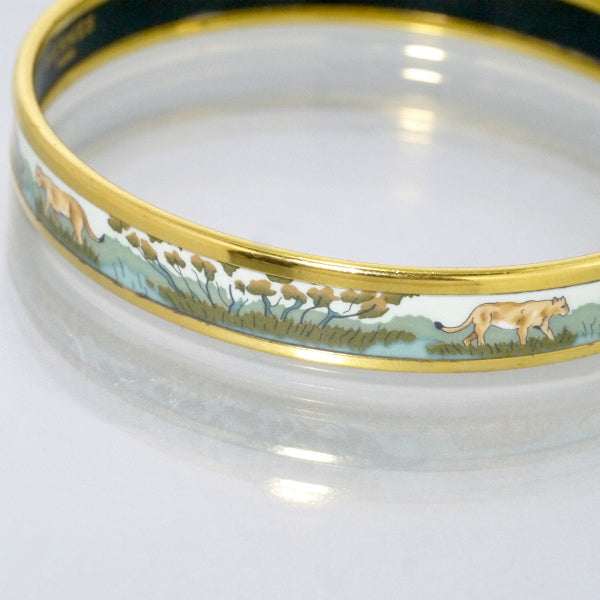 HERMES　ライオン柄 エマイユPMバングル（ミント系）