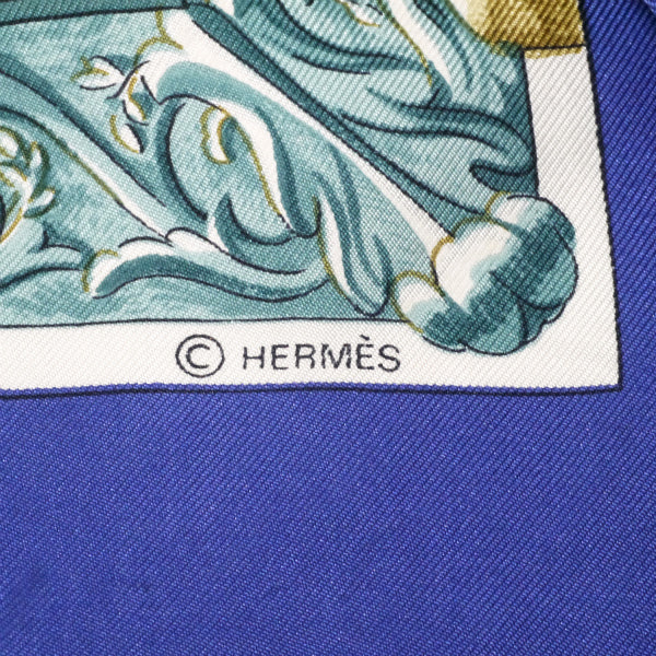 HERMES　大判カレ90スカーフ L'hiver（青系/冬）