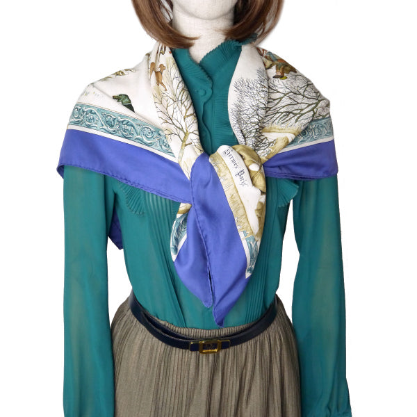 HERMES　大判カレ90スカーフ L'hiver（青系/冬）