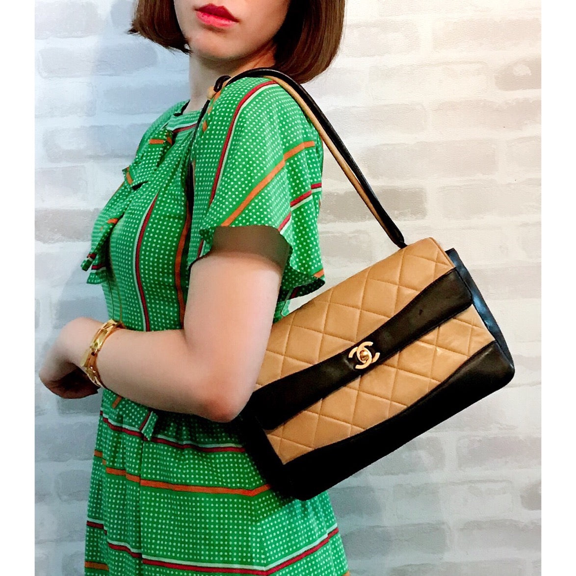 OLD CHANEL　マトラッセショルダー（バイカラー）