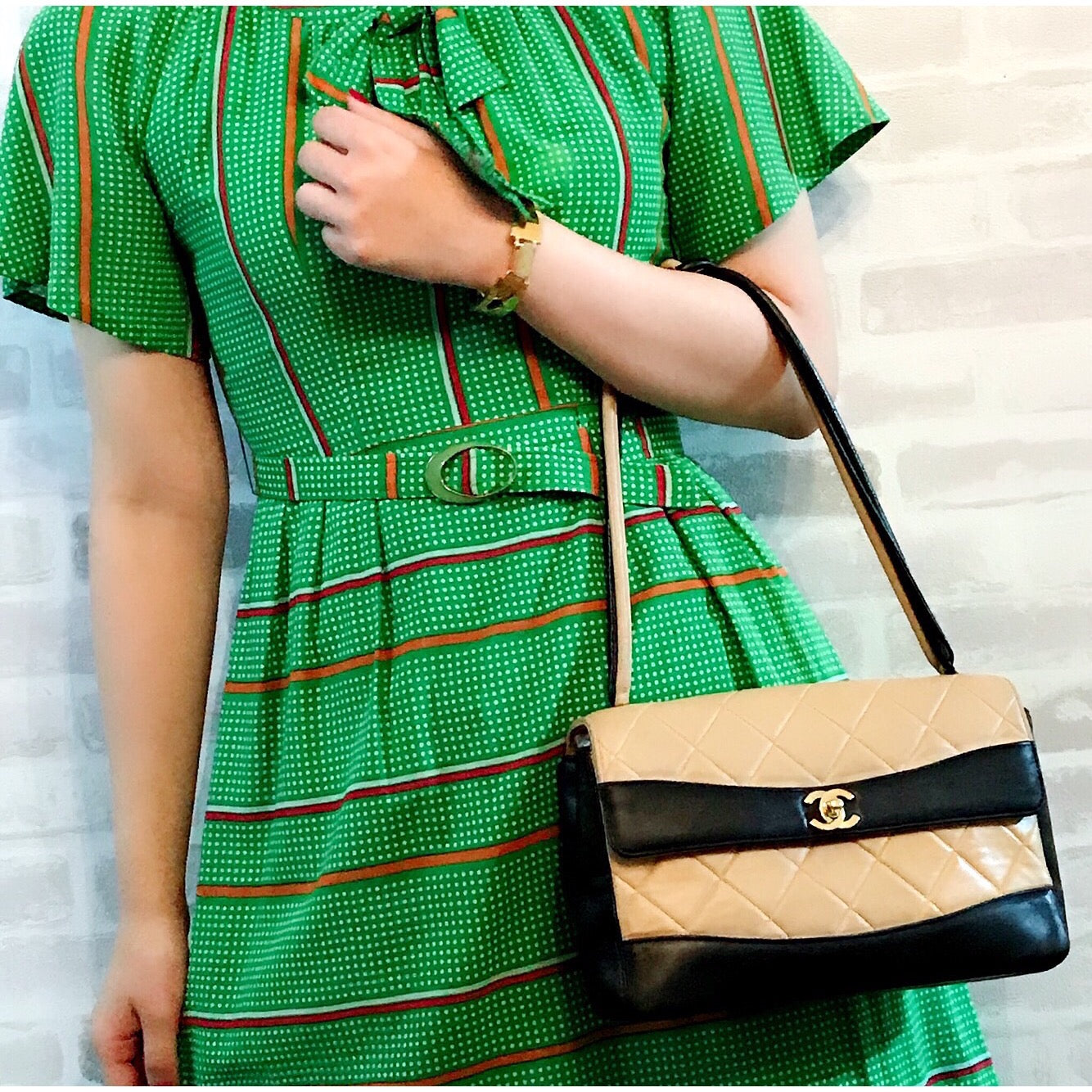 OLD CHANEL　マトラッセショルダー（バイカラー）