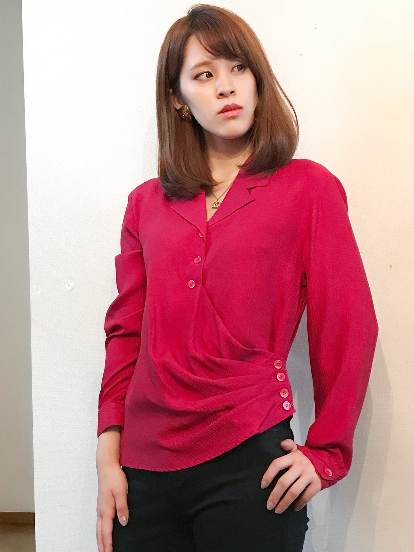 OLD Gucci　シルクブラウス(赤)