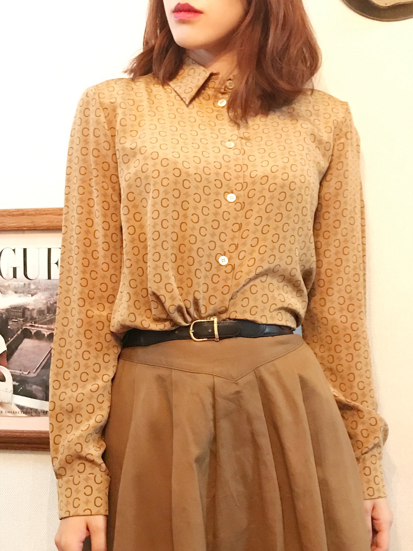 OLD CELINE　マカダム柄シルクブラウス