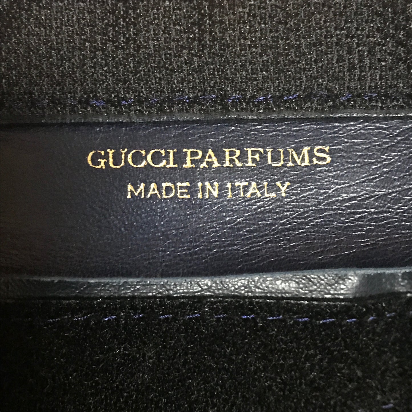 OLD Gucci /PARFUMクラッチバッグ（青/ショルダー穴あり）