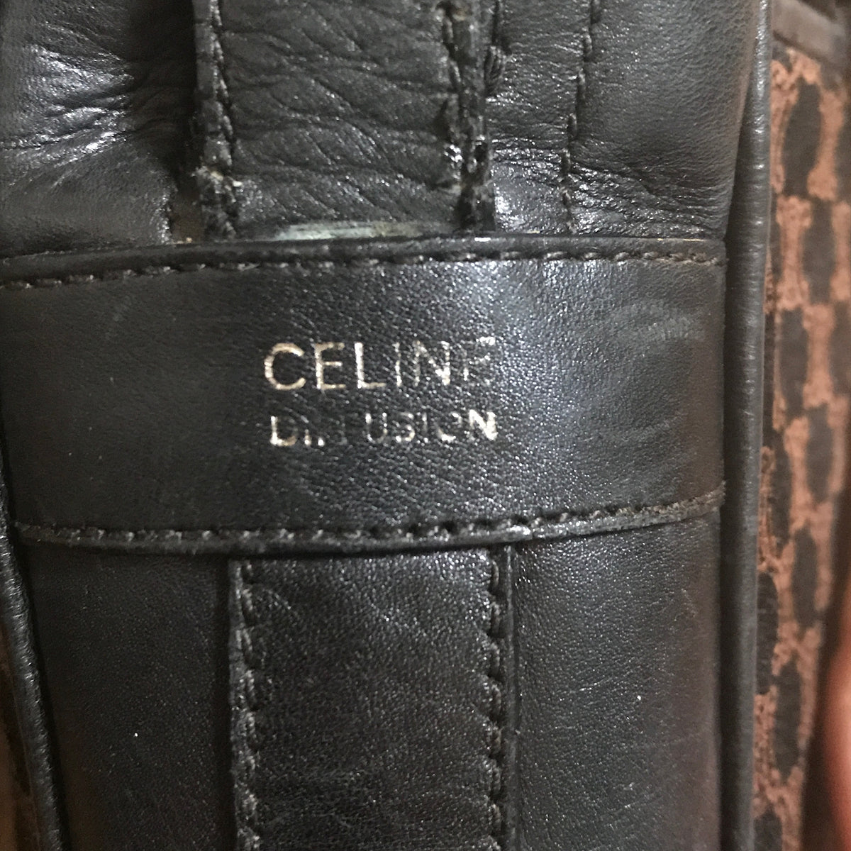 Old Celine ブラゾン柄スクエアショルダー（スエード・濃紺）