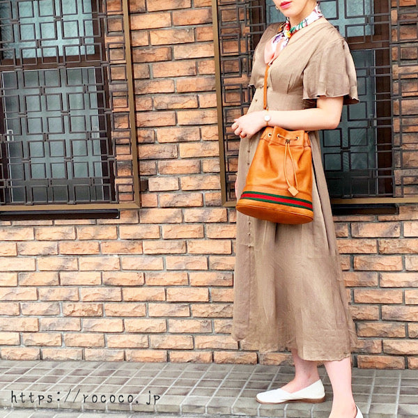 OLD Gucci 代表作！巾着型シェリー総革ショルダー（茶）