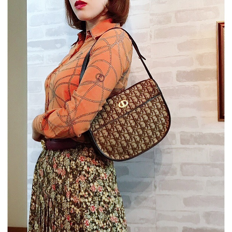 Old Dior　トロッター半円２WAYショルダー（茶）