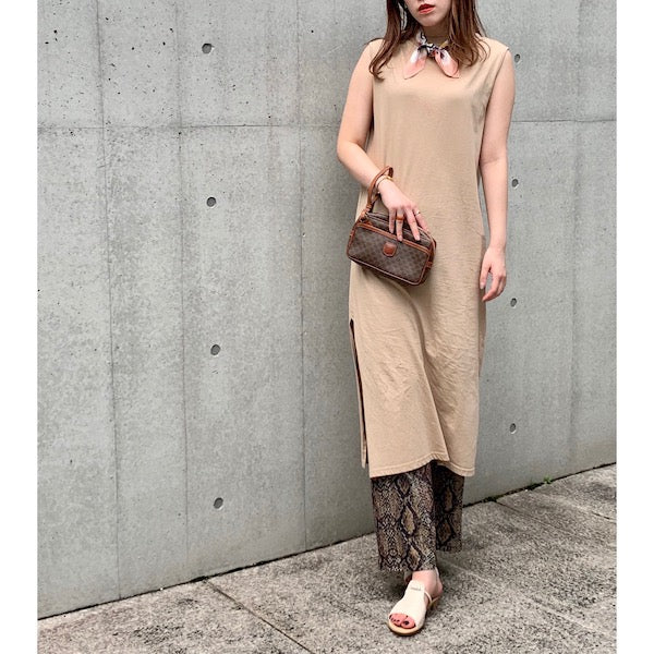 OLD CELINE　マカダム柄クラッチバッグ（茶）