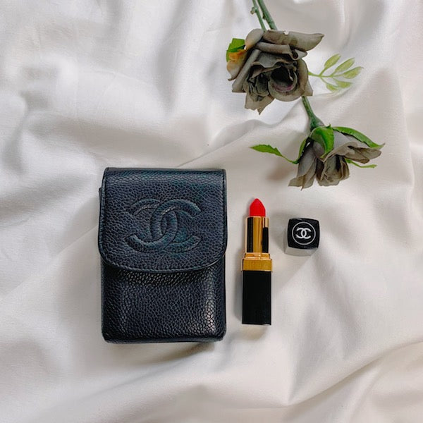 OLD CHANEL　ココマークステッチ リップケース（黒）