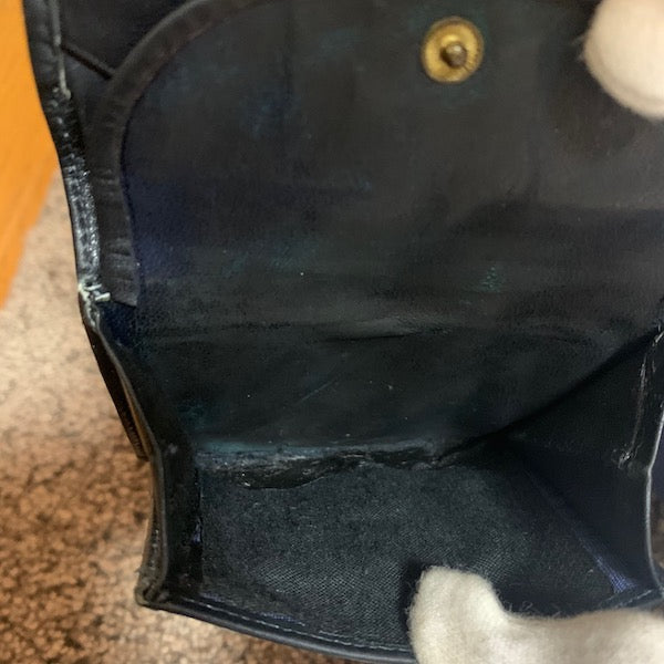 OLD Gucci  ビット金具２つ折れ財布（青・ジャガード）