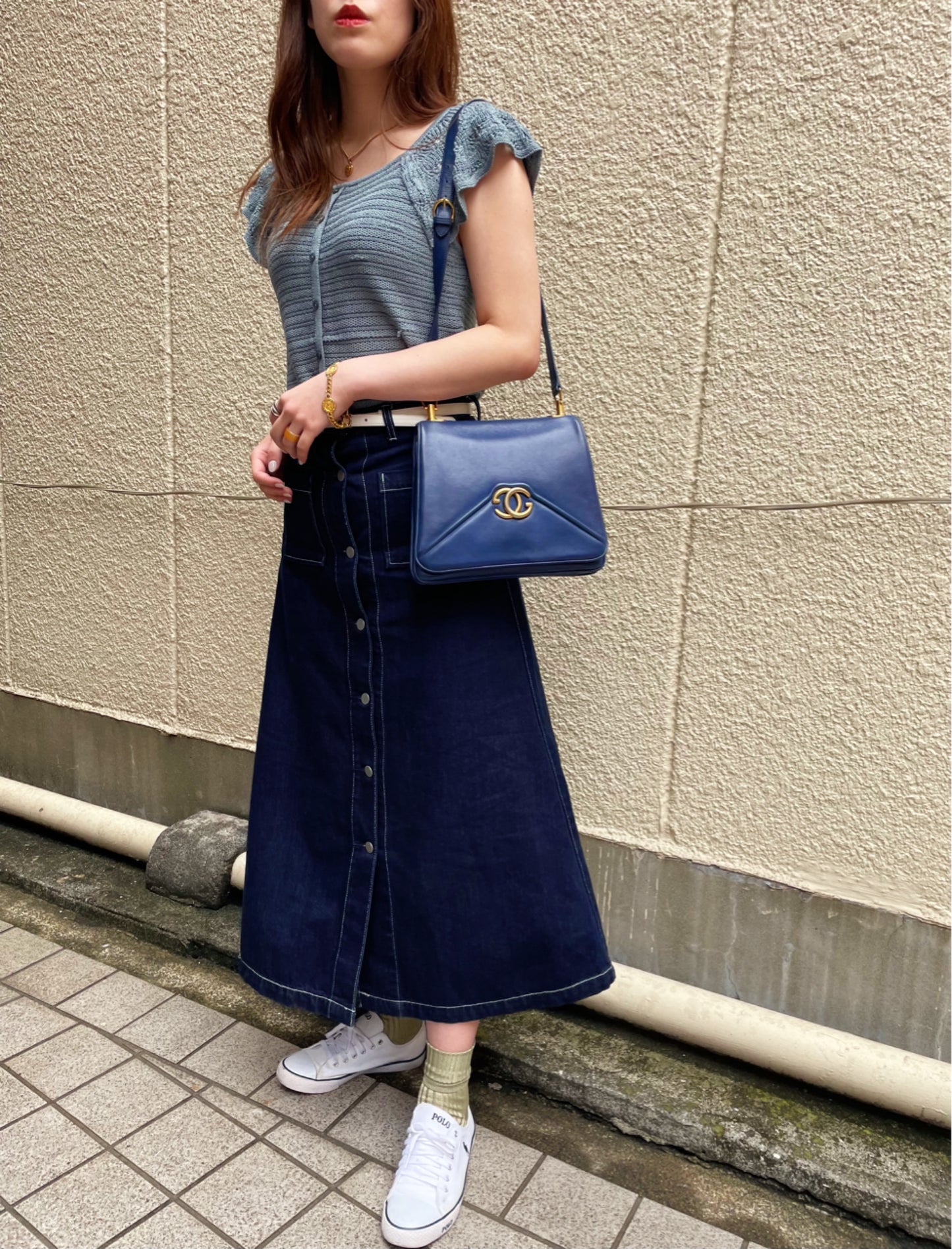 OLD Gucci　激レア!!70sGG金具レザーショルダー（青）