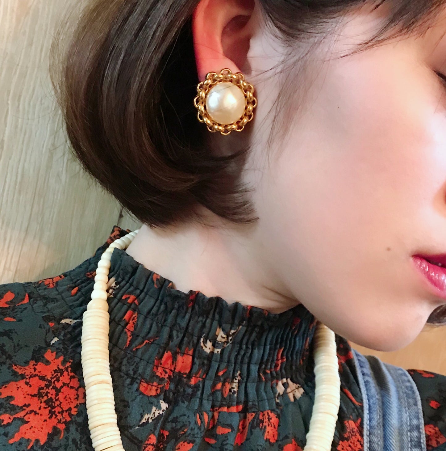 OLD CHANEL パール×チェーン イヤリング(箱付き)