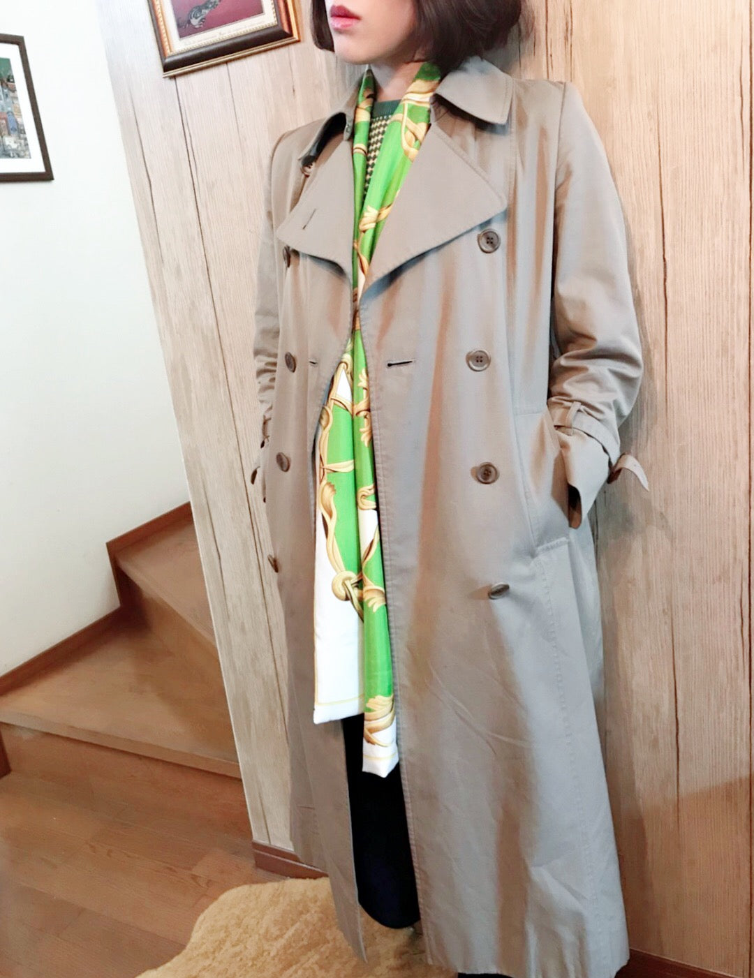 HERMES　マキシツイリー ロングスカーフ（黄緑）