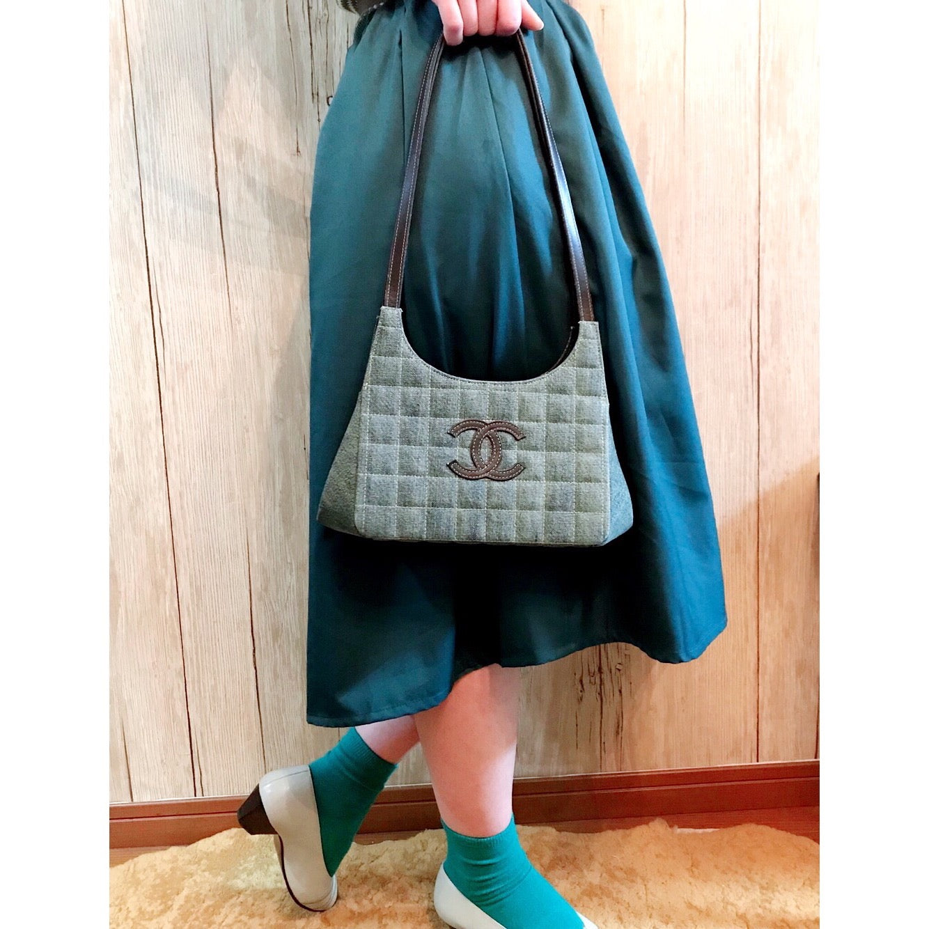 VINTAGE CHANEL  チョコバー がま口バッグ（デニム）