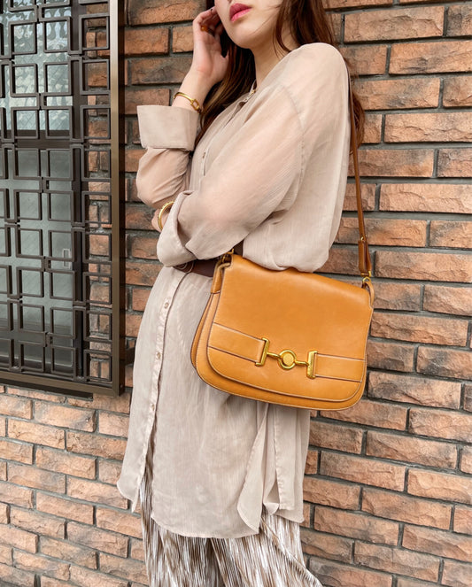 HERMES　80s 2WAYショルダーバッグ（キャメル）