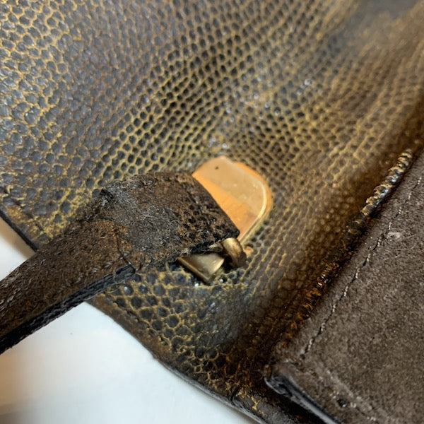 Fendi レア！ヤヌス神リザード×スエードショルダー（濃茶）