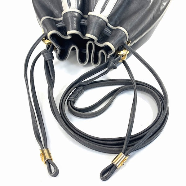 OLD Gucci デザインライン巾着ショルダー（グレー）