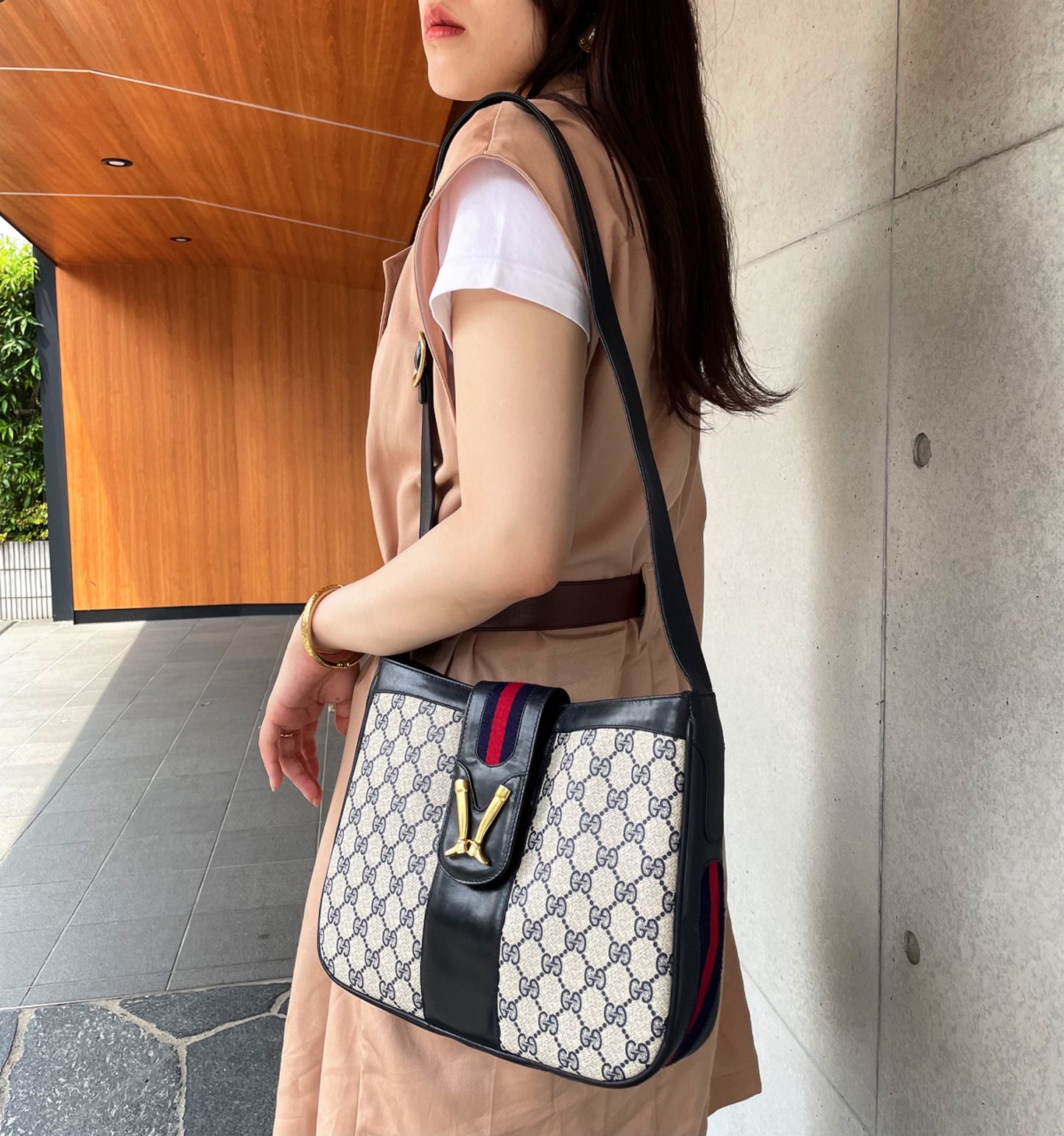 OLD Gucci レア!ブーツマーク金具ショルダー（青）