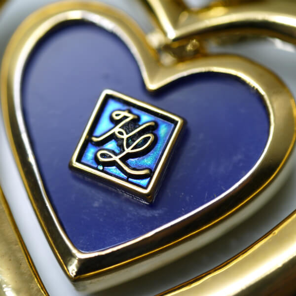 Karl Lagerfeld  2連ハート ロゴペンダント（青/ゴールド）
