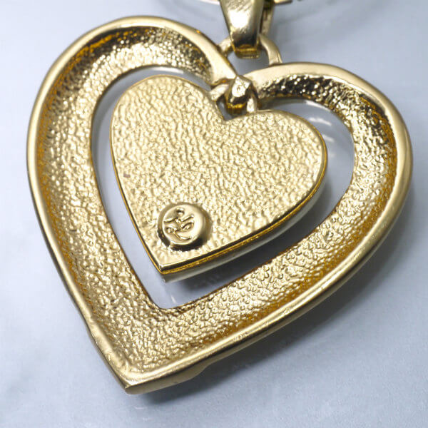 Karl Lagerfeld  2連ハート ロゴペンダント（青/ゴールド）