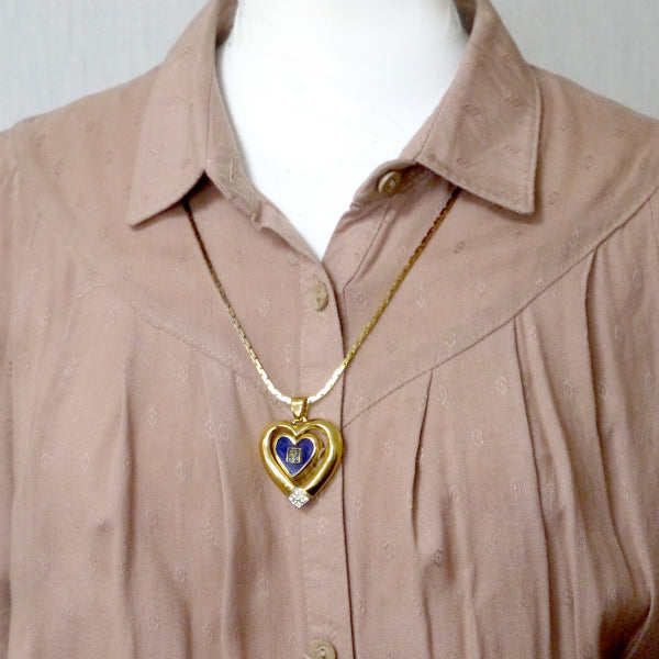 Karl Lagerfeld  2連ハート ロゴペンダント（青/ゴールド）