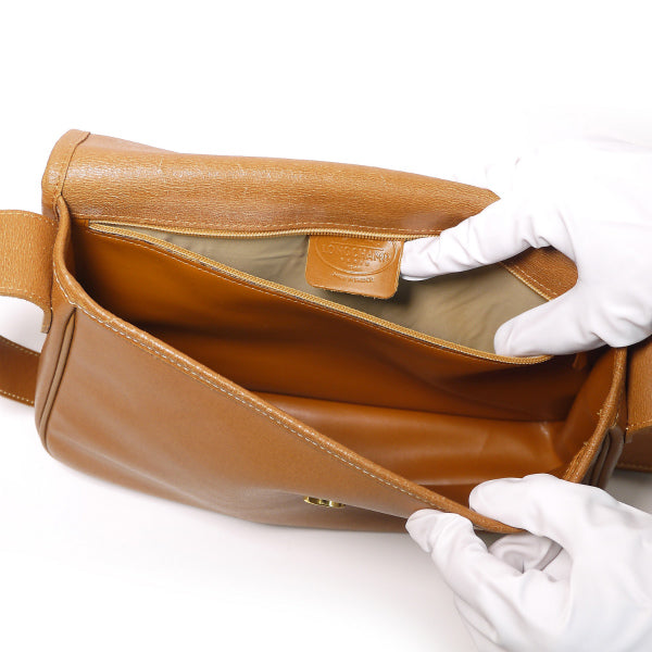 LONG CHAMP 総革ショルダー（キャメル）