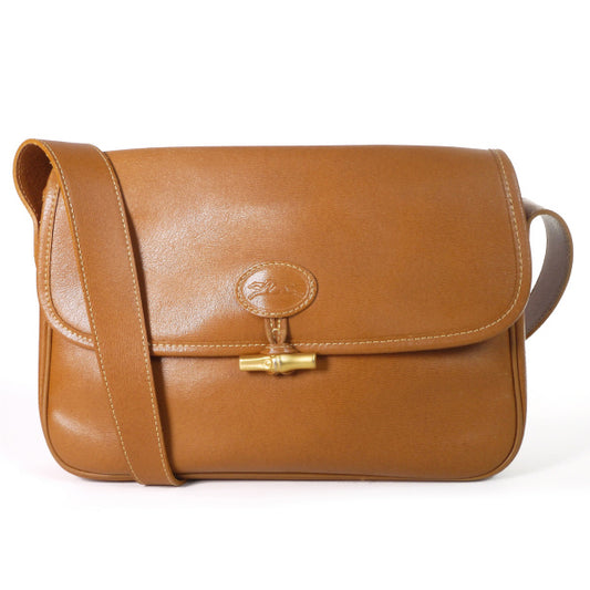 LONG CHAMP 総革ショルダー（キャメル）