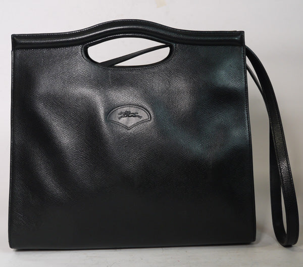 LONG CHAMP 総革２wayブリーフバッグ（黒）