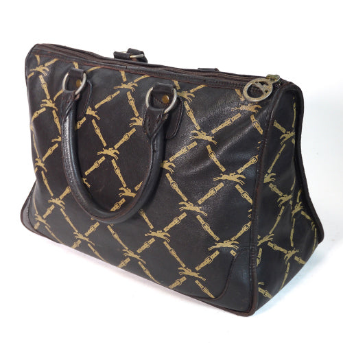 Longchamp　馬柄ボストン(茶・総皮)