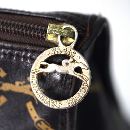 Longchamp　馬柄ボストン(茶・総皮)