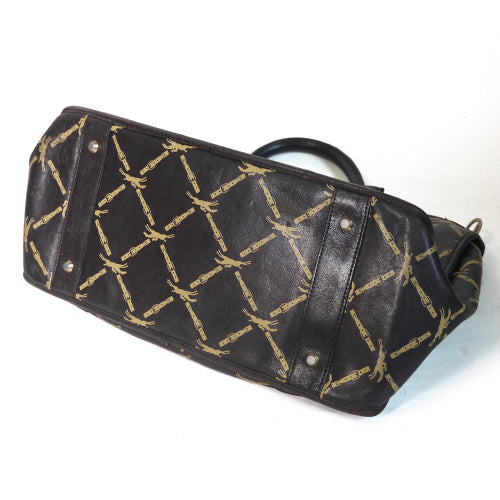 Longchamp　馬柄ボストン(茶・総皮)