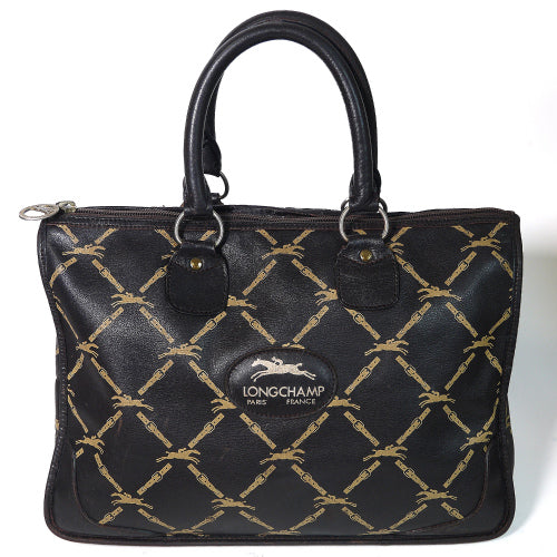 Longchamp　馬柄ボストン(茶・総皮)