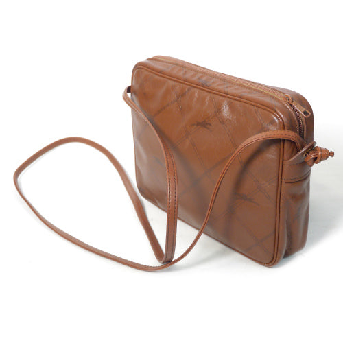 Longchamp　総革斜め掛けショルダー(茶)
