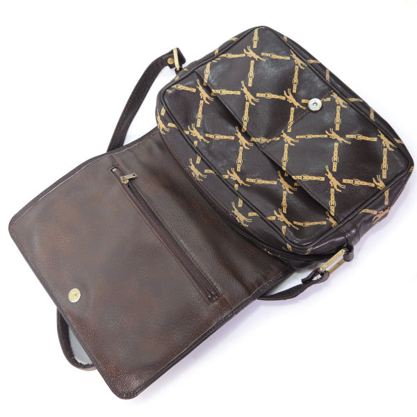 Longchamp　馬柄レザー ワンショルダー(茶)