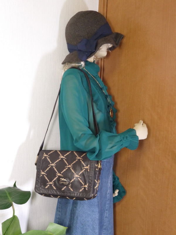 Longchamp　馬柄レザー ワンショルダー(茶)