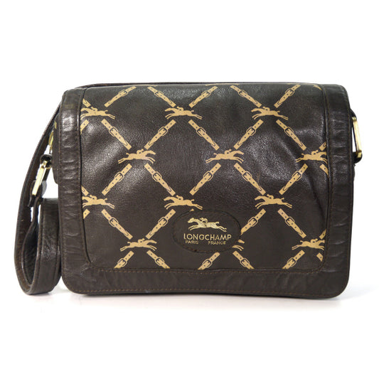 Longchamp　馬柄レザー ワンショルダー(茶)