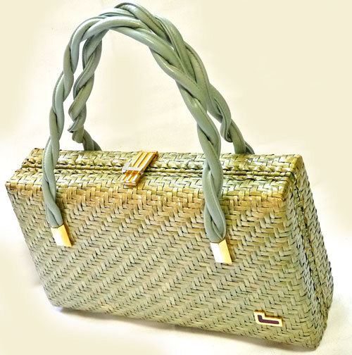 Lancel　籐バッグ（薄グリーン）