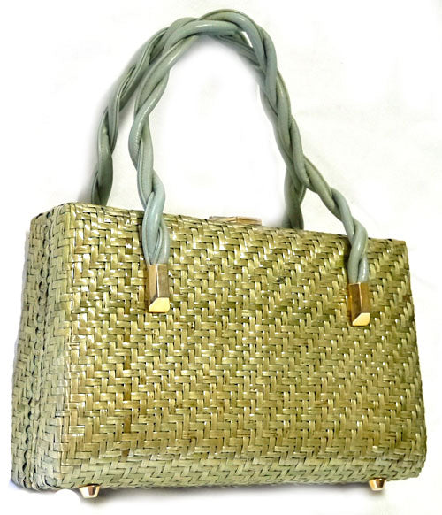 Lancel　籐バッグ（薄グリーン）