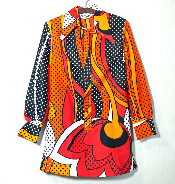 LANVIN　レトロアートフラワーVintageワンピ