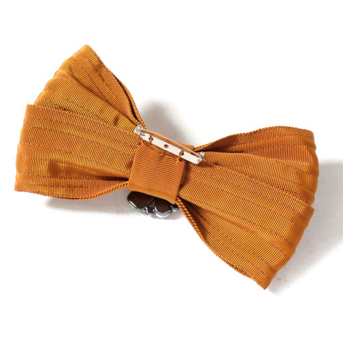 LANVIN en Bleu ビジュー付リボンブローチ（テラコッタ）