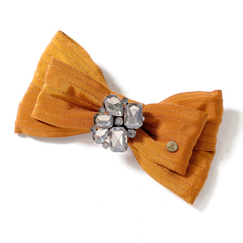 LANVIN en Bleu ビジュー付リボンブローチ（テラコッタ）