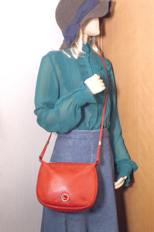 Old Lancel　総革ポシェットバッグ（赤）