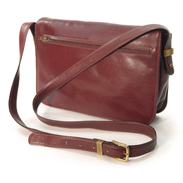 LANVIN　エンボスロゴ総革ショルダー（ボルドー）