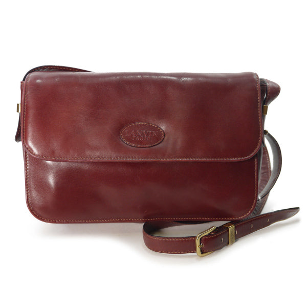 LANVIN　エンボスロゴ総革ショルダー（ボルドー）