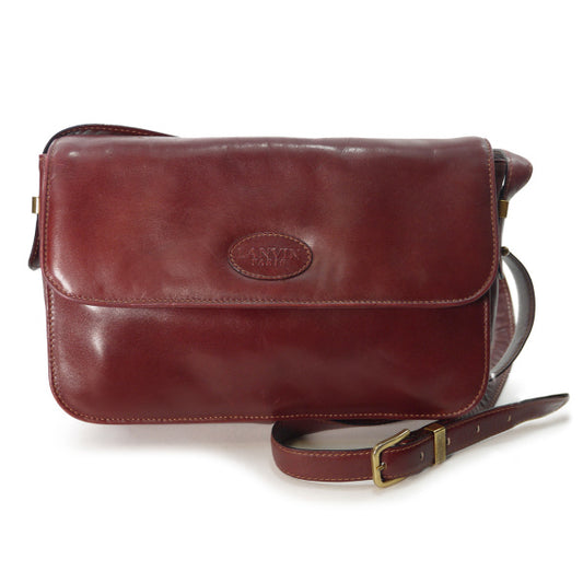 LANVIN　エンボスロゴ総革ショルダー（ボルドー）