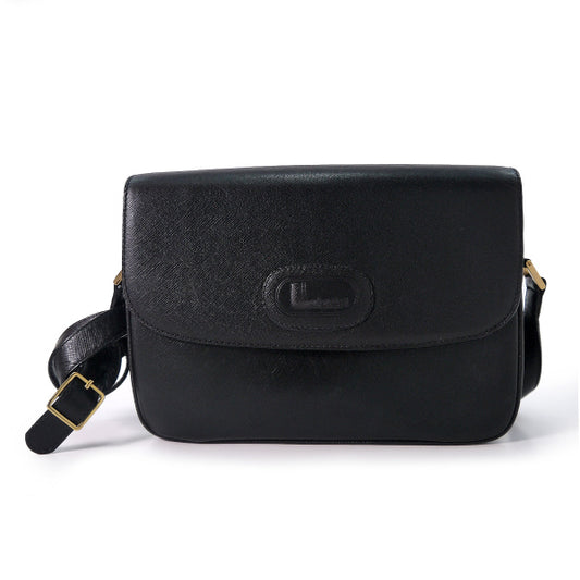 Old Lancel　総革ロゴマーク シンプルショルダー（黒）